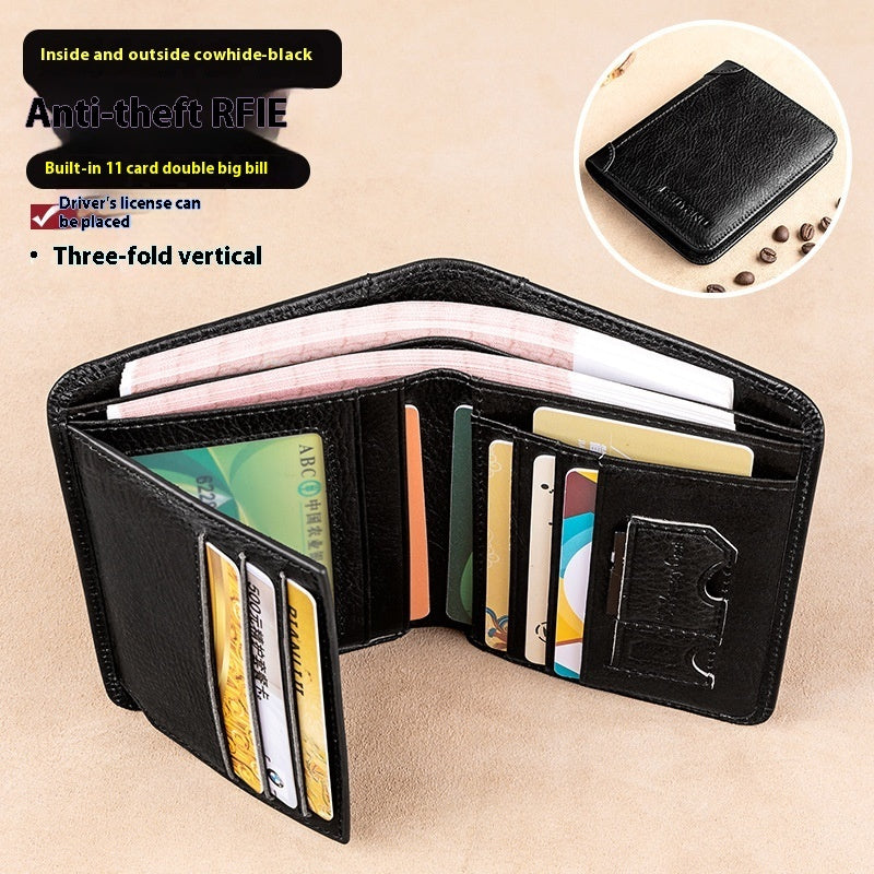 Men's Wallet RFID Anti-theft Swiping Ultra-thin First Layer Cowhide