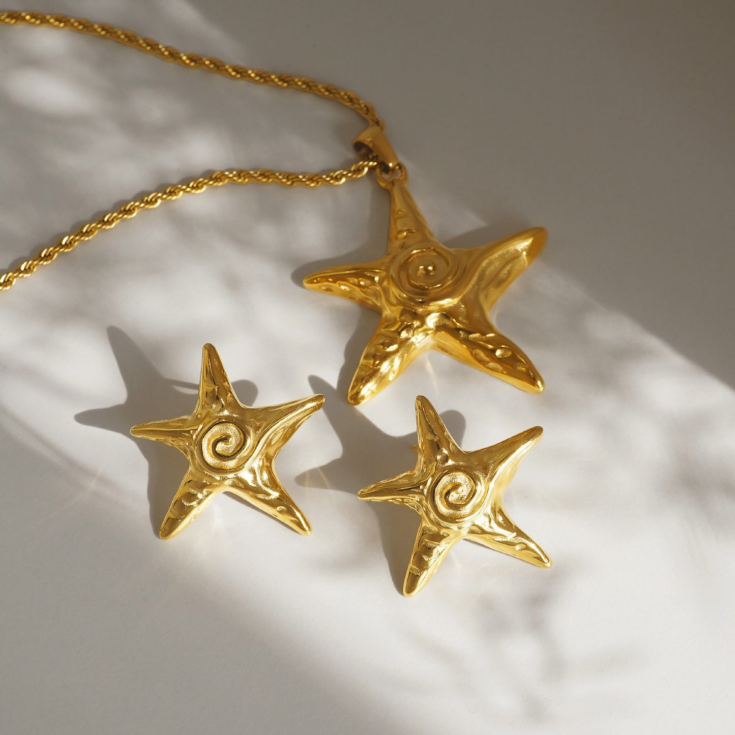 European And American INS Starfish Beach Necklace Earrings
