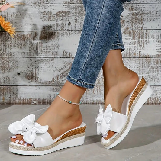 Women's Wedge Bow Slippers