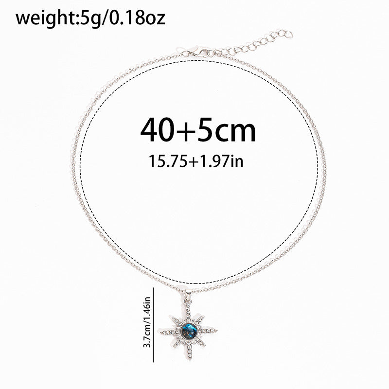Fashion Six-pointed Star Pendant Alloy Necklace For Women