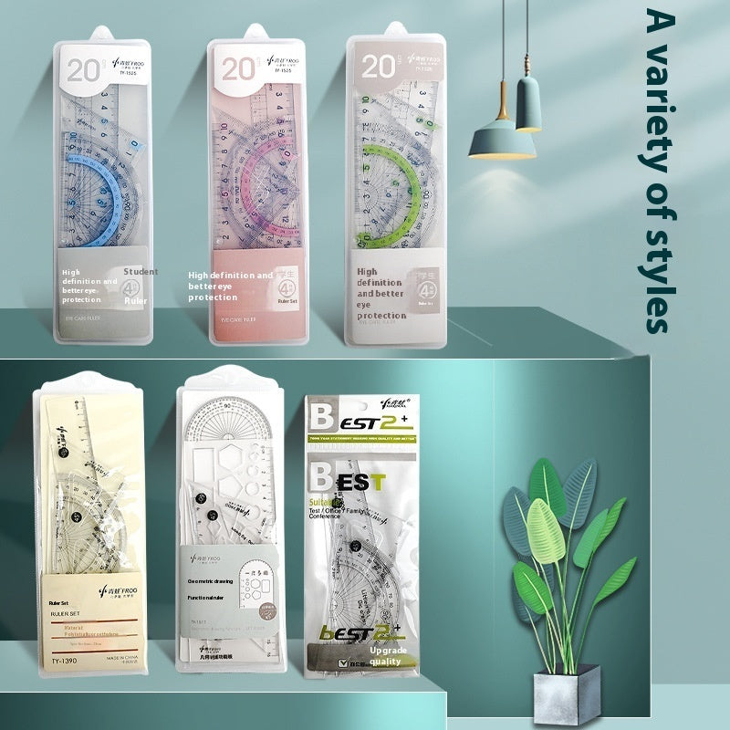 Youpai Ruler Sets Transparent Acrylic Drawing Four-piece Square Protractor