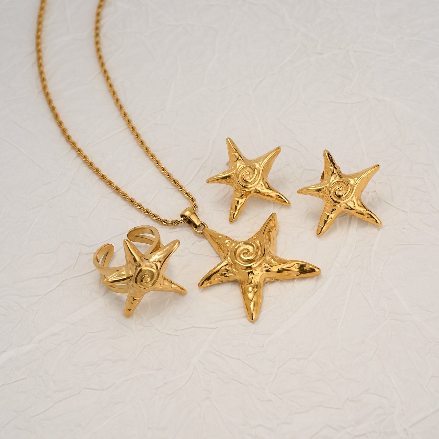 European And American INS Starfish Beach Necklace Earrings