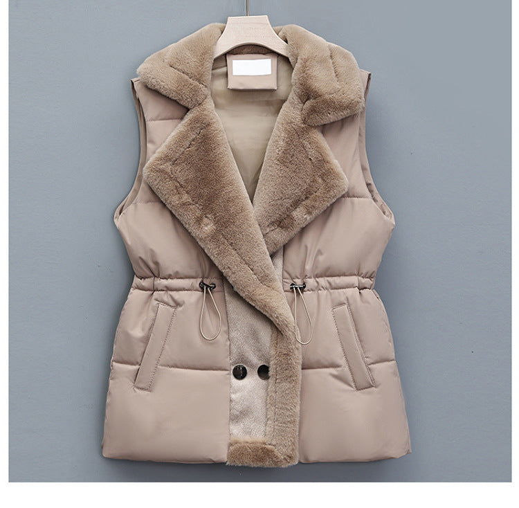 Thick Thermal Vest Korean Style Mid-length Versatile Solid Color