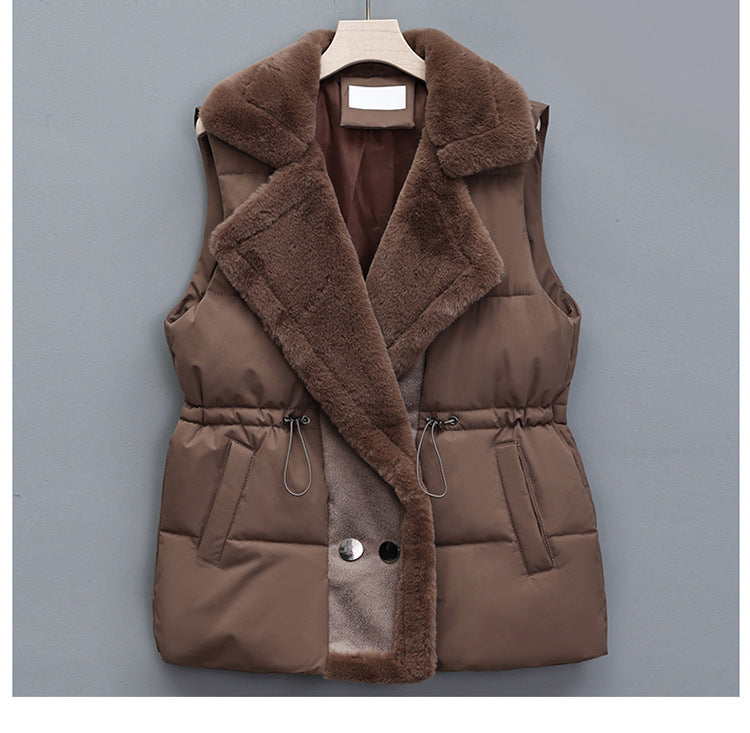 Thick Thermal Vest Korean Style Mid-length Versatile Solid Color