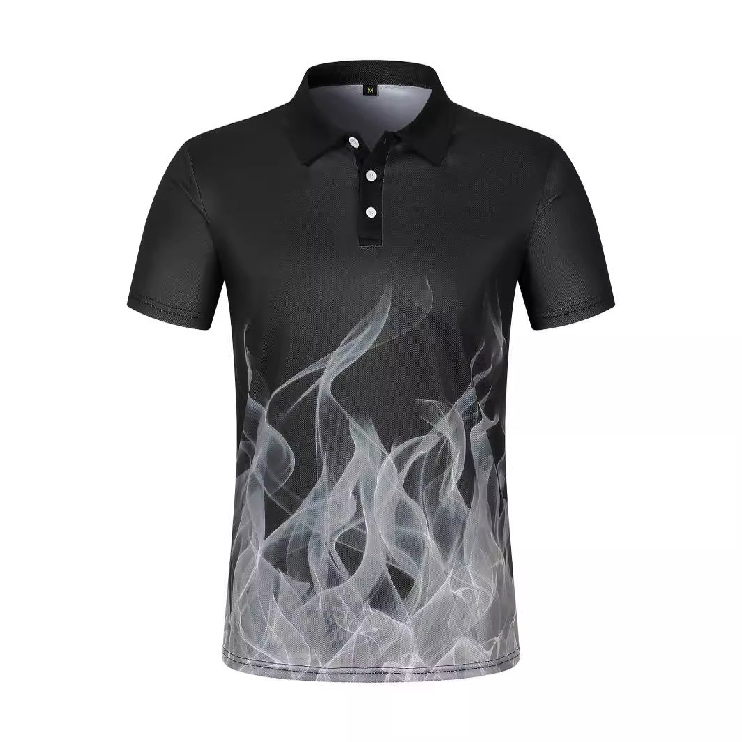 Button Flame Gradient Color Short Sleeve
